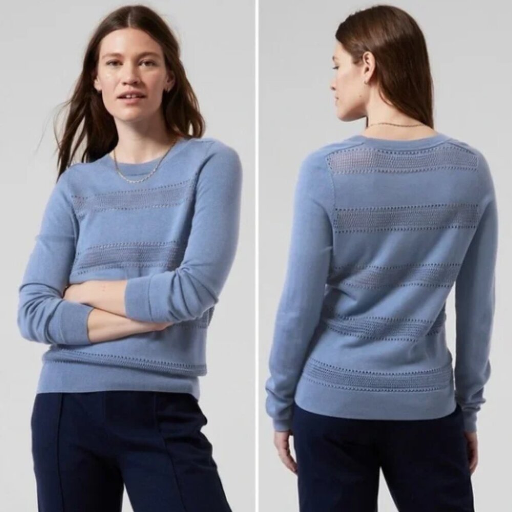 Athleta Pointelle Crewneck Sweater - Cottage Blue